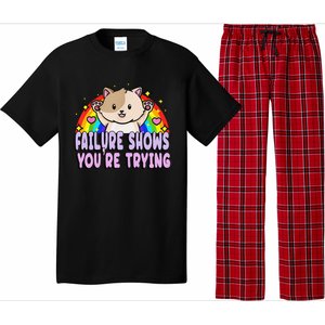 Failure Shows YouRe Trying Funny Cat Rainbow Motivation Pajama Set