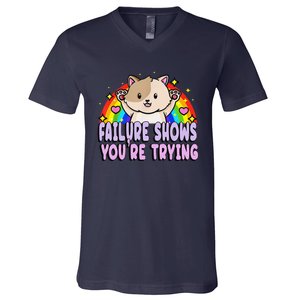 Failure Shows YouRe Trying Funny Cat Rainbow Motivation V-Neck T-Shirt