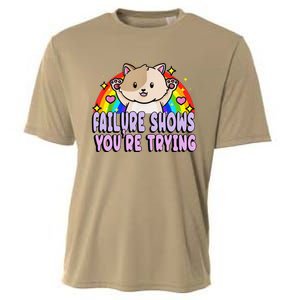 Failure Shows YouRe Trying Funny Cat Rainbow Motivation Cooling Performance Crew T-Shirt