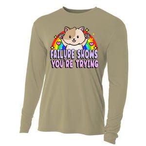 Failure Shows YouRe Trying Funny Cat Rainbow Motivation Cooling Performance Long Sleeve Crew