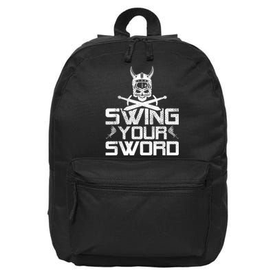 Funny Swing Your Sword Vintage 16 in Basic Backpack