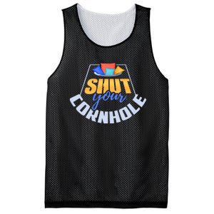 Funny Shut Your Cornhole Bean Bag Toss Game Mesh Reversible Basketball Jersey Tank