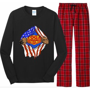 Funny Super Yoga Instructor Hero Job Funny Gift Long Sleeve Pajama Set