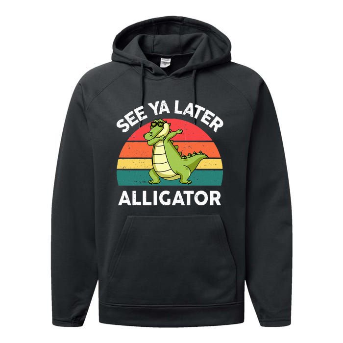 Funny See Ya Later Alligator Boy Crocodile Performance Fleece Hoodie