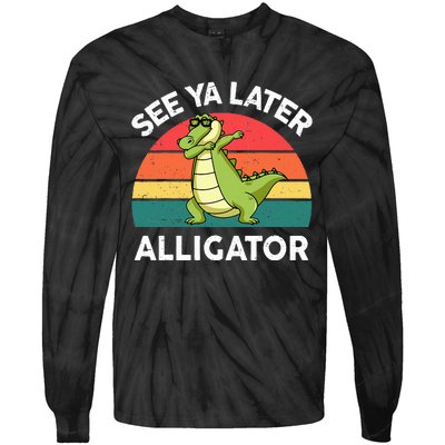 Funny See Ya Later Alligator Boy Crocodile Tie-Dye Long Sleeve Shirt