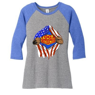 Funny Super Yoga Instructor Hero Job Gift Women's Tri-Blend 3/4-Sleeve Raglan Shirt