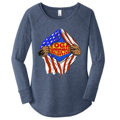 Funny Super Yoga Instructor Hero Job Gift Women's Perfect Tri Tunic Long Sleeve Shirt