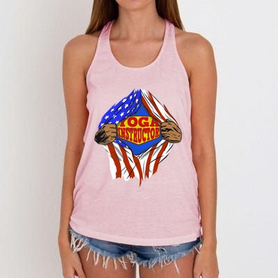 Funny Super Yoga Instructor Hero Job Gift Women's Knotted Racerback Tank