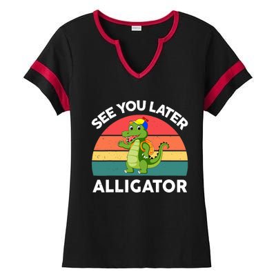 Funny See You Later Alligator Gator Crocodile Boy Girls Ladies Halftime Notch Neck Tee