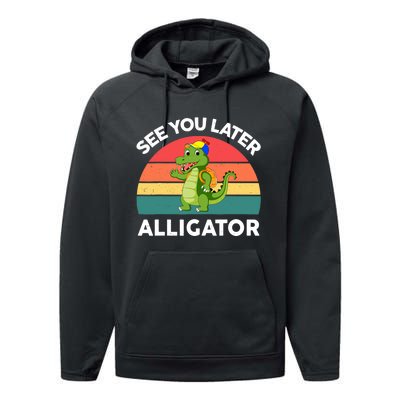 Funny See You Later Alligator Gator Crocodile Boy Girls Performance Fleece Hoodie