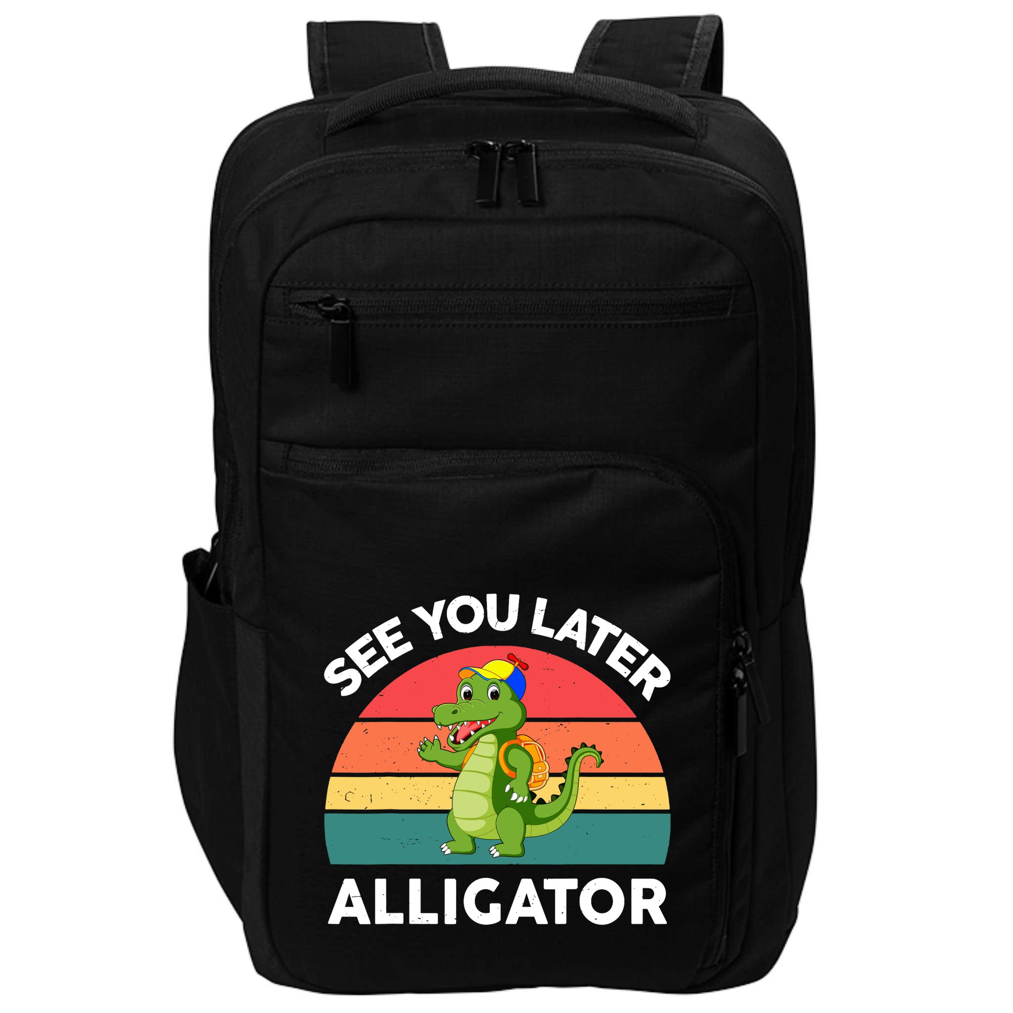 Funny See You Later Alligator Gator Crocodile Boy Girls Impact Tech Backpack