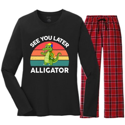 Funny See You Later Alligator Gator Crocodile Boy Girls Women's Long Sleeve Flannel Pajama Set 