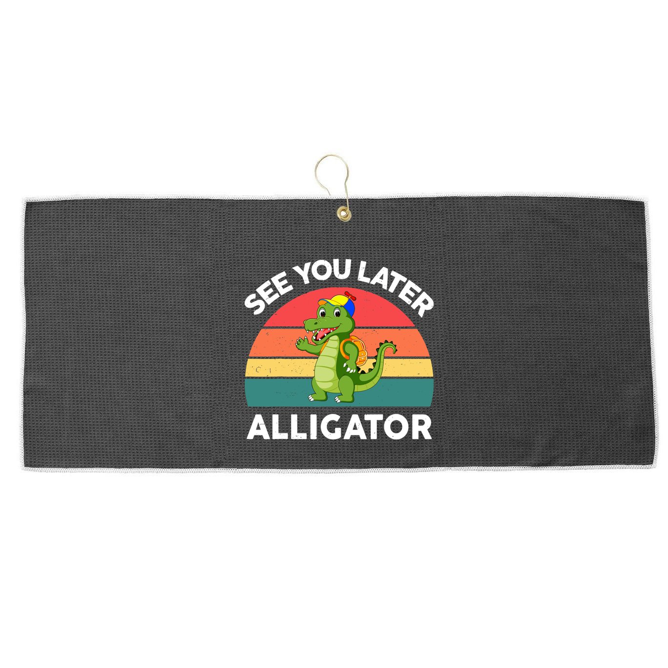 Funny See You Later Alligator Gator Crocodile Boy Girls Large Microfiber Waffle Golf Towel