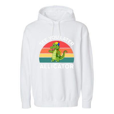 Funny See You Later Alligator Gator Crocodile Boy Girls Garment-Dyed Fleece Hoodie