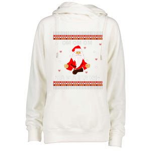 Funny Santa Yoga Namasleigh Ugly Christmas Jumper Gift Womens Funnel Neck Pullover Hood