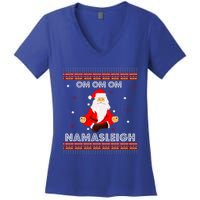 Funny Santa Yoga Namasleigh Ugly Christmas Jumper Gift Women's V-Neck T-Shirt