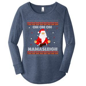 Funny Santa Yoga Namasleigh Ugly Christmas Jumper Gift Women's Perfect Tri Tunic Long Sleeve Shirt