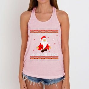 Funny Santa Yoga Namasleigh Ugly Christmas Jumper Gift Women's Knotted Racerback Tank