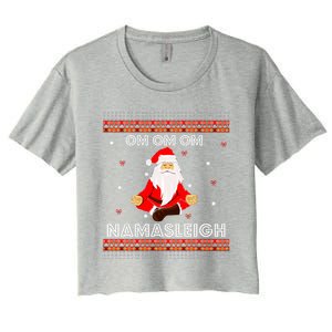 Funny Santa Yoga Namasleigh Ugly Christmas Jumper Gift Women's Crop Top Tee