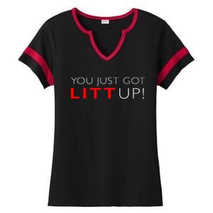 Funny "Suits You Just Got Litt Up!" Perfect Gift Idea Ladies Halftime Notch Neck Tee