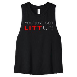 Funny "Suits You Just Got Litt Up!" Perfect Gift Idea Women's Racerback Cropped Tank