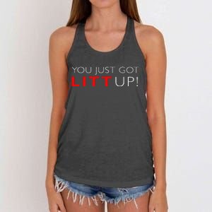 Funny "Suits You Just Got Litt Up!" Perfect Gift Idea Women's Knotted Racerback Tank