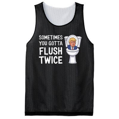 Funny Sometimes You Have To Flush Twice Trump Mesh Reversible Basketball Jersey Tank