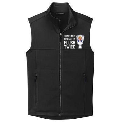 Funny Sometimes You Have To Flush Twice Trump Collective Smooth Fleece Vest