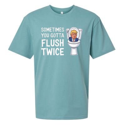 Funny Sometimes You Have To Flush Twice Trump Sueded Cloud Jersey T-Shirt