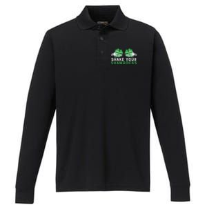 Funny Shake Your Shamrocks Performance Long Sleeve Polo