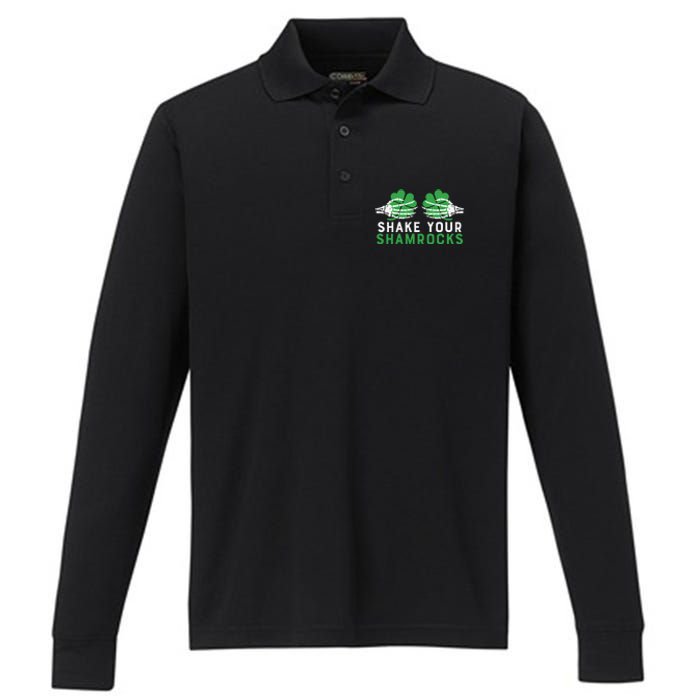 Funny Shake Your Shamrocks Performance Long Sleeve Polo