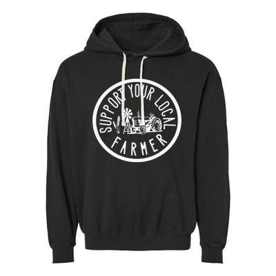 Funny Support Your Local Farmers Market Agriculture Garment-Dyed Fleece Hoodie