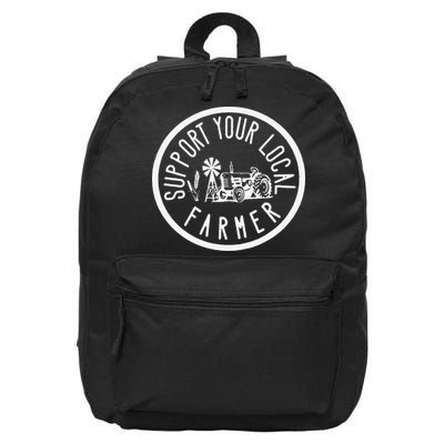 Funny Support Your Local Farmers Market Agriculture 16 in Basic Backpack