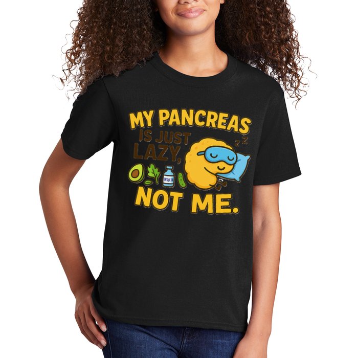Funny Type 1 Diabetes My Pancreas Is Just Lazy Not Me Kids T-Shirt