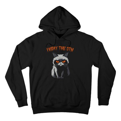 Friday The 13th 2024 Black Cat Halloween Funny Cat Mom Dad Hoodie