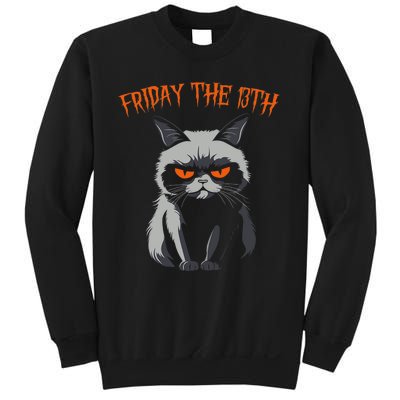 Friday The 13th 2024 Black Cat Halloween Funny Cat Mom Dad Sweatshirt