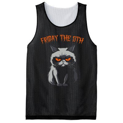 Friday The 13th 2024 Black Cat Halloween Funny Cat Mom Dad Mesh Reversible Basketball Jersey Tank