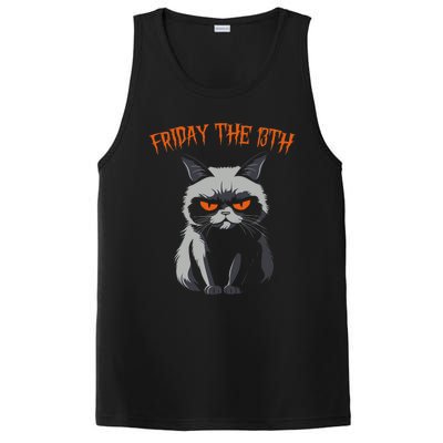 Friday The 13th 2024 Black Cat Halloween Funny Cat Mom Dad PosiCharge Competitor Tank