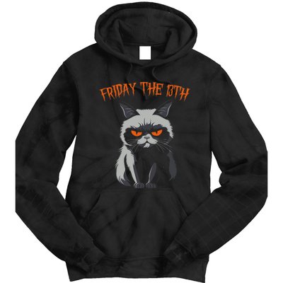 Friday The 13th 2024 Black Cat Halloween Funny Cat Mom Dad Tie Dye Hoodie