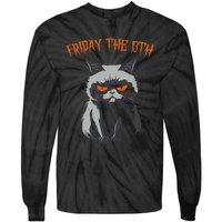 Friday The 13th 2024 Black Cat Halloween Funny Cat Mom Dad Tie-Dye Long Sleeve Shirt