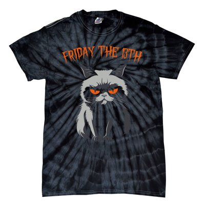 Friday The 13th 2024 Black Cat Halloween Funny Cat Mom Dad Tie-Dye T-Shirt