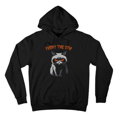 Friday The 13th 2024 Black Cat Halloween Funny Cat Mom Dad Tall Hoodie