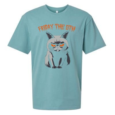 Friday The 13th 2024 Black Cat Halloween Funny Cat Mom Dad Sueded Cloud Jersey T-Shirt