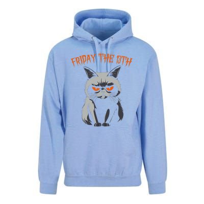 Friday The 13th 2024 Black Cat Halloween Funny Cat Mom Dad Unisex Surf Hoodie