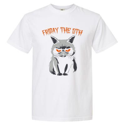 Friday The 13th 2024 Black Cat Halloween Funny Cat Mom Dad Garment-Dyed Heavyweight T-Shirt