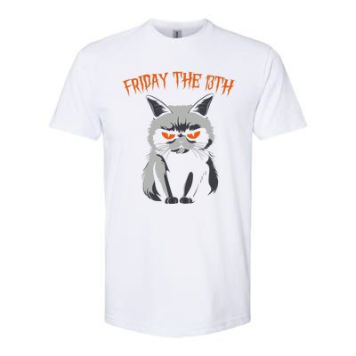 Friday The 13th 2024 Black Cat Halloween Funny Cat Mom Dad Softstyle CVC T-Shirt