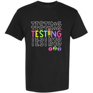 Funny Testing 123 Retro School Test Day Teacher Student Garment-Dyed Heavyweight T-Shirt