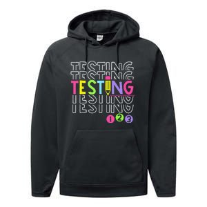 Funny Testing 123 Retro School Test Day Teacher Student Performance Fleece Hoodie