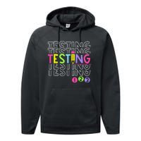 Funny Testing 123 Retro School Test Day Teacher Student Performance Fleece Hoodie