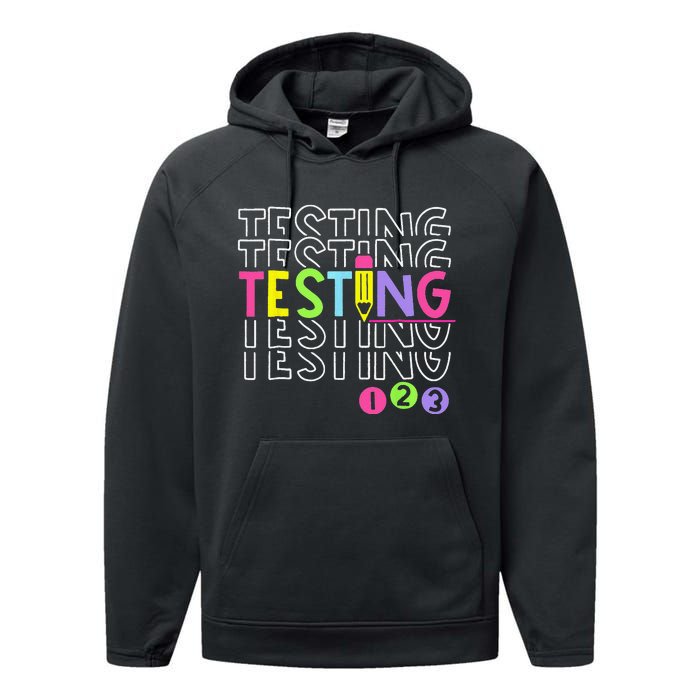 Funny Testing 123 Retro School Test Day Teacher Student Performance Fleece Hoodie